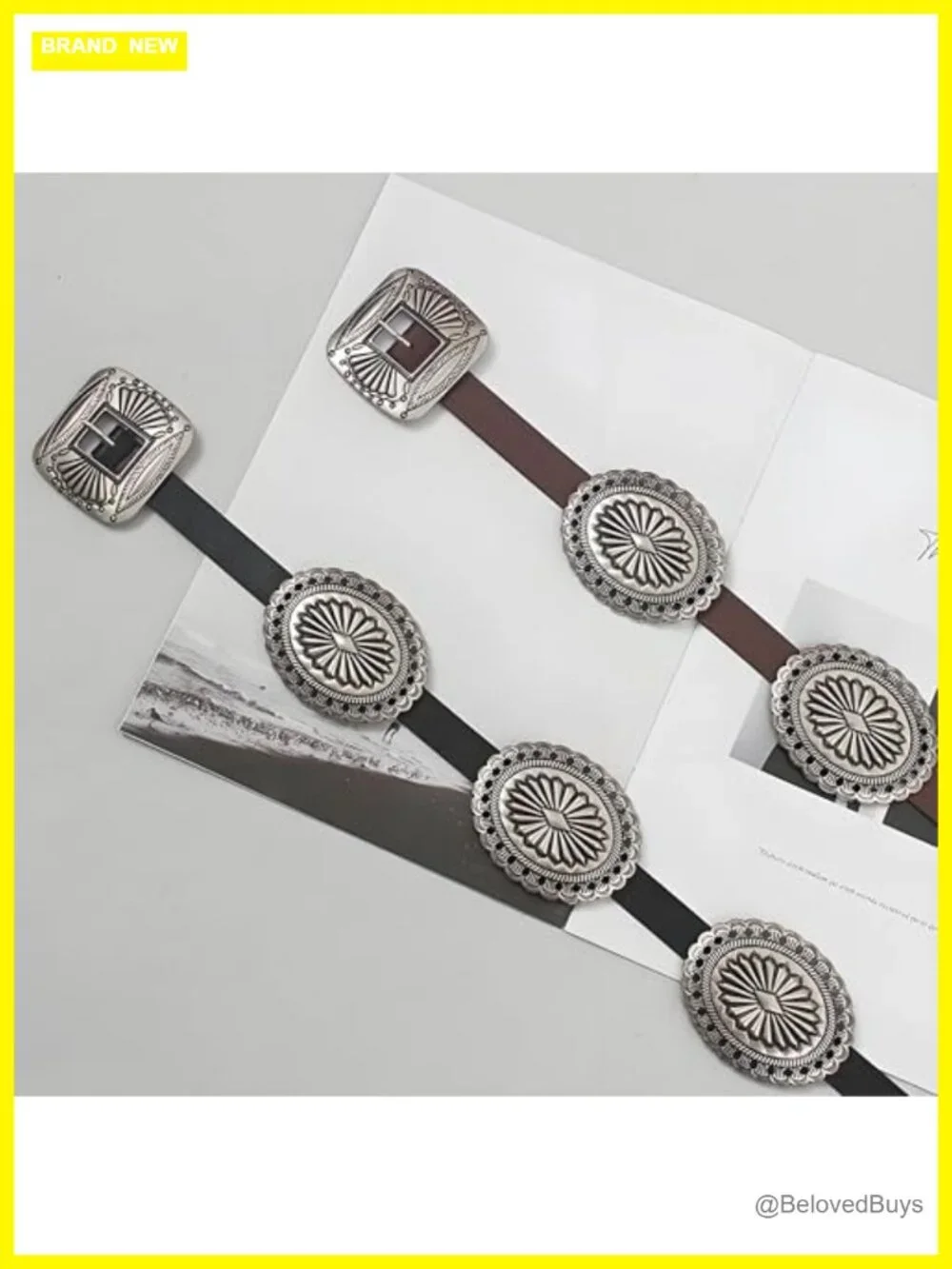 Faux Leather Western Concho Belt Cowgirl Cowboy Belt Rodeo Country